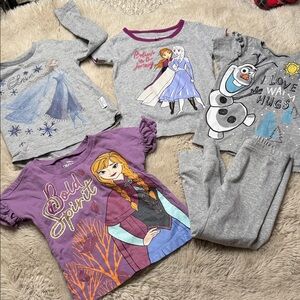 3T Disney Frozen Purple Kids' T-Shirts and grey leggings x 5 pieces